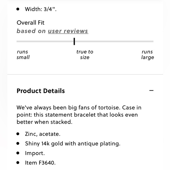 J CREW Gorgeous, gold, spring clasp, tortoise cuff, new with tags - Picture 3 of 5